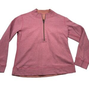 Tommy Bahama Sweatshirt Women Small Heather Pink Mock Neck Long Sleeve Half Zip